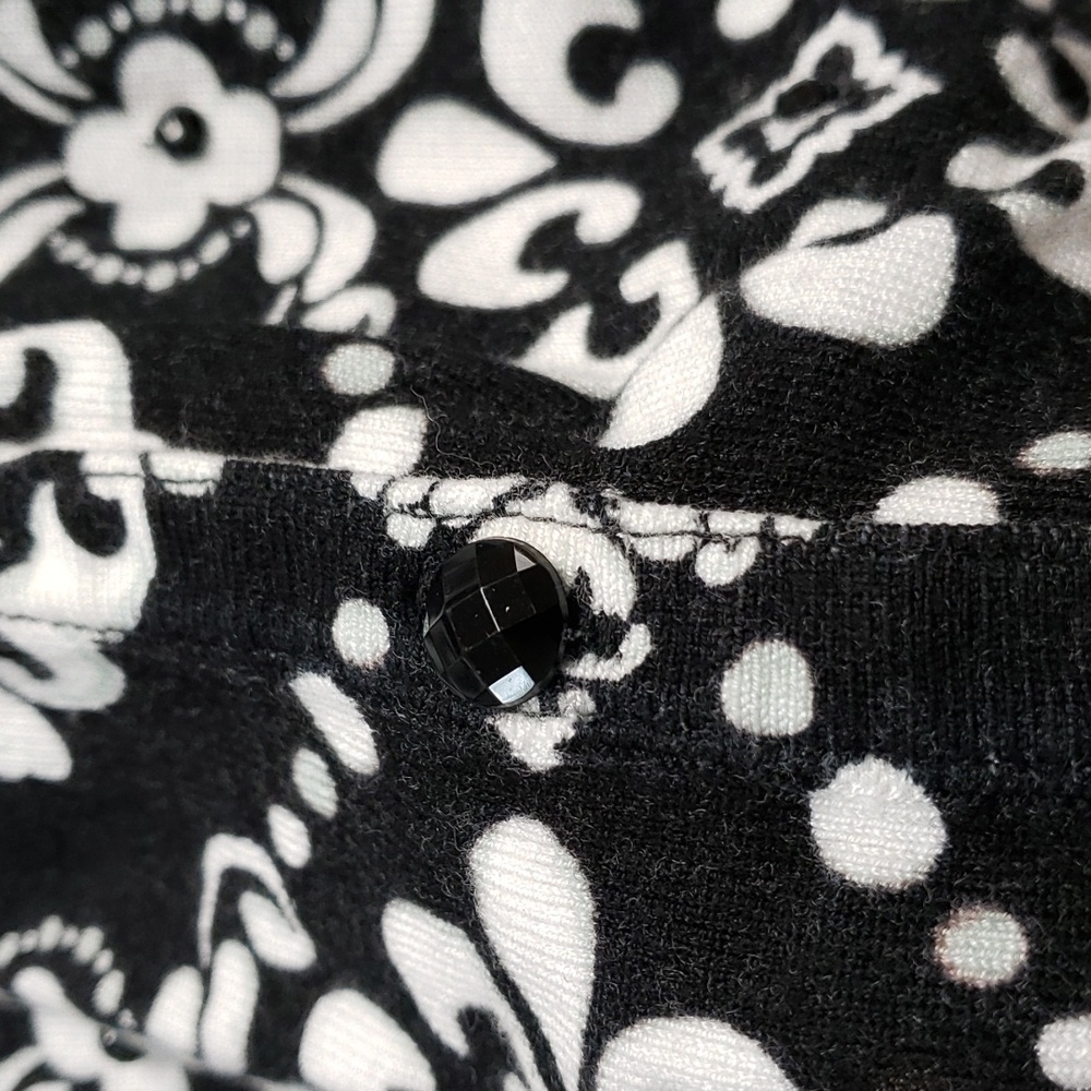Alfred Dunner S Petite black white Embellished Cardigan 3/4 Sleeves rayon nylon - Picture 7 of 9